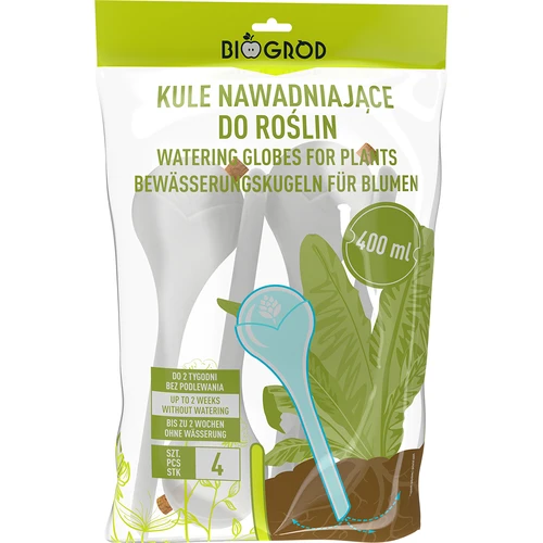 Laistymo rutuliai augalams, balti pusiau permatomi su kamščiu, 400 ml, 4 vnt. - 4