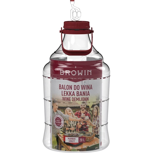 Lengvas, nedūžtantis damžonas vynui su rankena, 20 L - 3