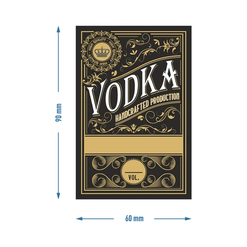 Lipnios etiketės 60 x 90 mm buteliams, degtinei, juodos, 20 vnt. - 4