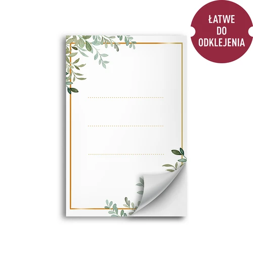 Lipnios etiketės 60 x 90 mm buteliams, stiklainiams, dovanoms, augalinis raštas - 20 vnt. - 2