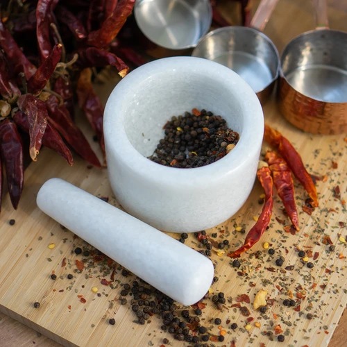 Marmurinė virtuvinė piesta, balta, Ø 10 cm - 11