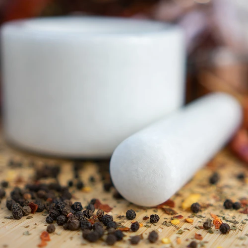 Marmurowy moździerz kuchenny, biały, fi 10 cm - 12