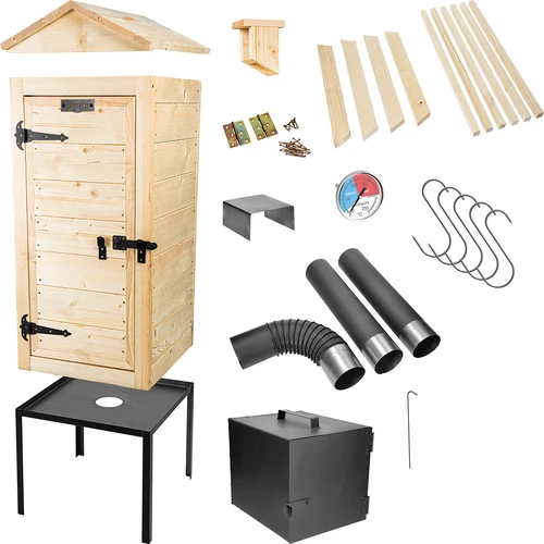 Medinė rūkykla 100 cm, su ugniadėže