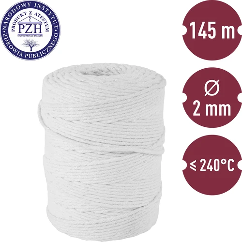Medvilniniai mėsininko siūlai, balti (240°C) 145 m - 2