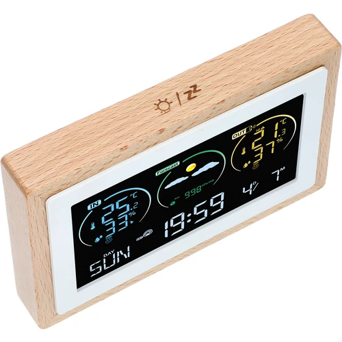 Meteorologinė stotelė (RCC,DCF) - elektroninė, belaidė, su apšvietimu, su jutikliu, balta - 4