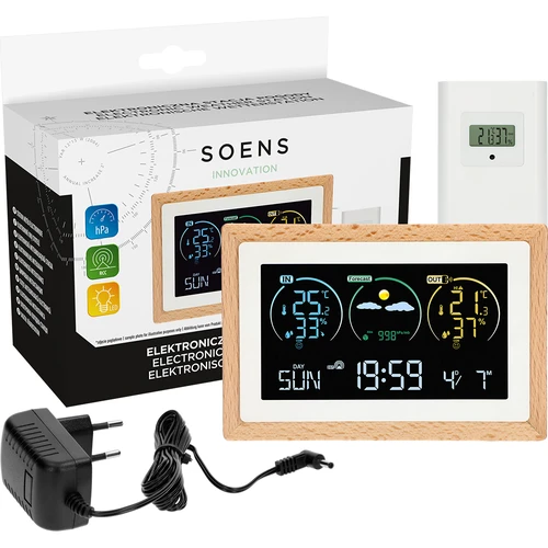 Meteorologinė stotelė (RCC,DCF) - elektroninė, belaidė, su apšvietimu, su jutikliu, balta - 7