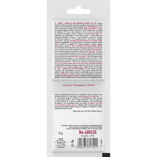 Mielės + maistinė medžiaga - raudonieji vynai - 2