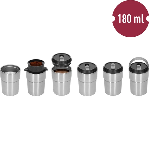 Młynek do kawy - elektryczny, żarnowy, z zaparzaczem i kubkiem - 9