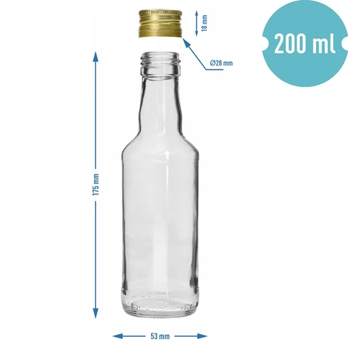 Monopolio tipo butelis 200 ml, su auksiniu užsukamu kamšteliu fi 28, 1 vnt. - 5