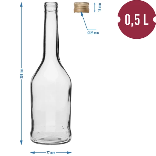 Napoleon butelis 500 ml su fi28 užsukamu kamšteliu, 6 vnt - 7