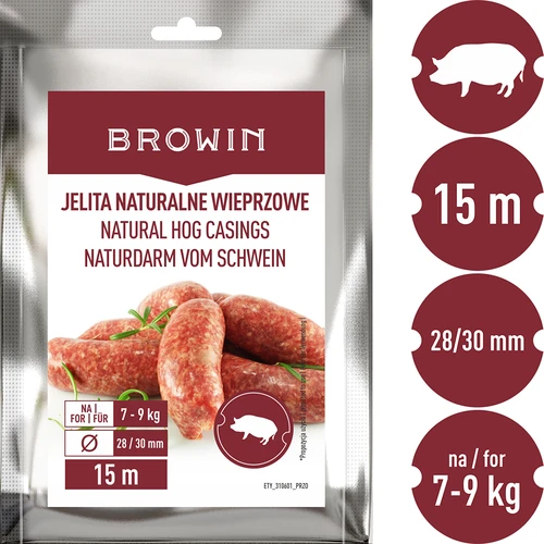 Natūralios kiaulių žarnos – kalibras 28/30 mm, 15 m - 3