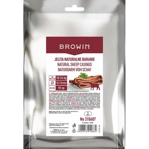 Natūralūs avių žarnų apvalkalai kal. 18/20 mm, 91 m