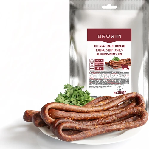 Natūralūs avių žarnų apvalkalai kal. 18/20 mm, 91 m - 2