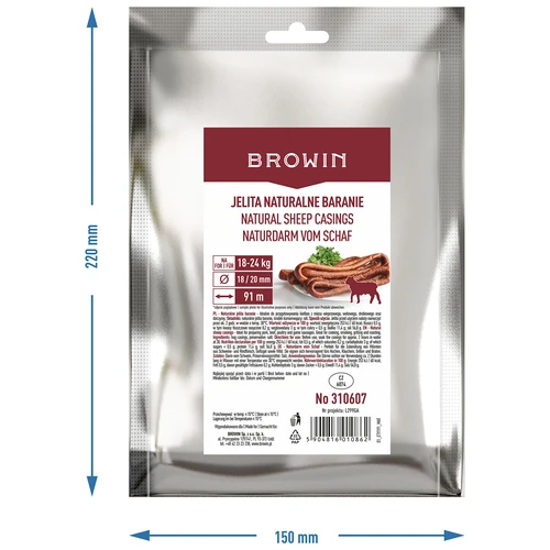 Natūralūs avių žarnų apvalkalai kal. 18/20 mm, 91 m - 4