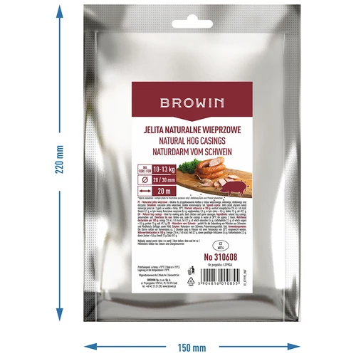 Natūralūs kiaulių žarnų apvalkalai, kal. 28/30 mm, 20 m - 4