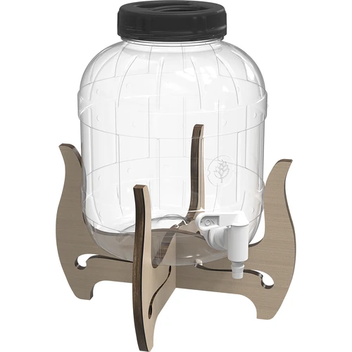 Nedūžtantis 5 l stiklainis su kraneliu ir dvipusiu mediniu stovu - 4