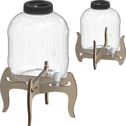 Nedužtantis 8 l stiklainis su čiaupu ir dvipusiu mediniu stovu - 5