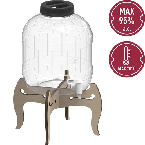 Nedužtantis 8 l stiklainis su čiaupu ir dvipusiu mediniu stovu - 6