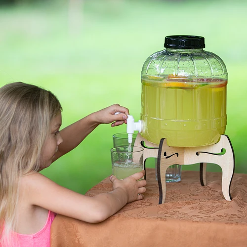 Nedužtantis 8 l stiklainis su čiaupu ir dvipusiu mediniu stovu - 15