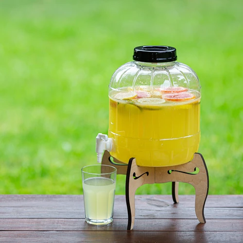 Nedužtantis 8 l stiklainis su čiaupu ir dvipusiu mediniu stovu - 18