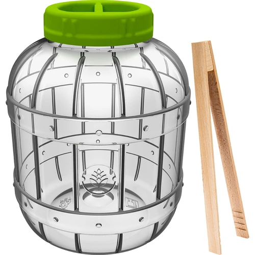 Nedūžtantis, daugiafunkcis rauginimo stiklainis + žnyplės, 5 l