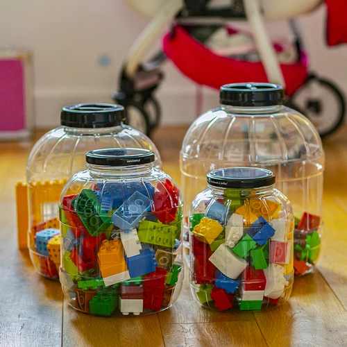 Nedūžtantis, daugiafunkcis stiklainis su juodu dangteliu, 3L - 11