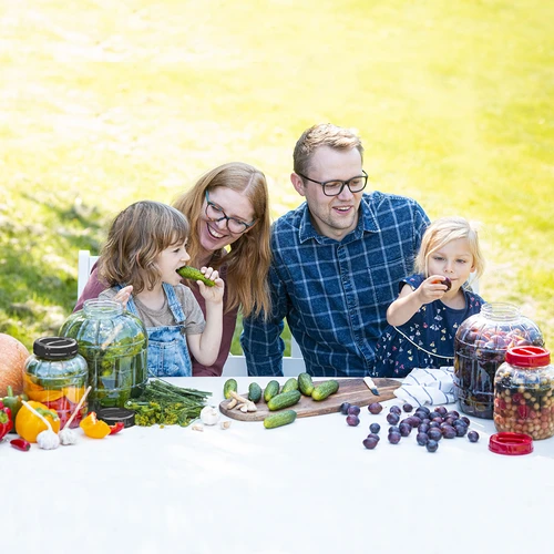 Nedūžtantis, daugiafunkcis stiklainis su juodu užsukamu dangteliu, 10 l - 9