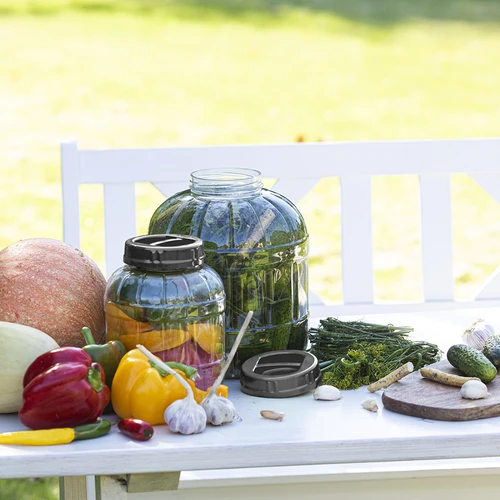 Nedūžtantis, daugiafunkcis stiklainis su juodu užsukamu dangteliu, 10 l - 8