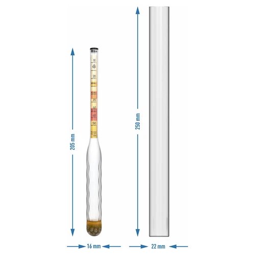 Nedūžtantis midaus areometras su matavimo cilindru, matavimo diapazonas 10-50°Blg - 4