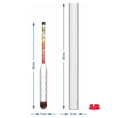 Nedūžtantis sacharometras su mėgintuvėliu, matavimo diapazonas: -5–35 °Blg - 5