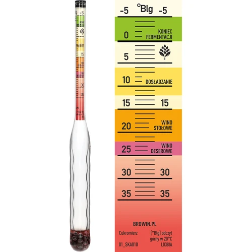 Nedūžtantis sakarometras su mėgintuvėliu, matavimo diapazonas: -5–35°Blg - 3