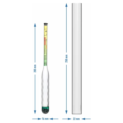 Nedūžtantis salinometras su mėgintuvėliu, matavimo diapazonas: 0-300 g druskos/L - 4
