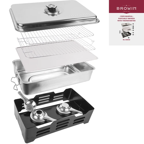 Nešiojama rūkykla su termometru ir vaismedžių rūkymo drožlėmis - 5