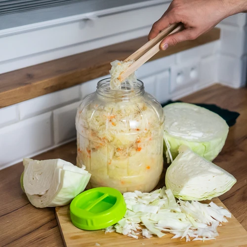 Nietłukący, wielofunkcyjny słoik do kiszenia + szczypce, 5L - 9
