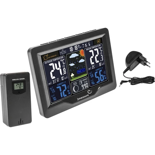 Orų stotelė RCC, DCF – elektroninė, belaidė, su apšvietimu, su jutikliu, juoda