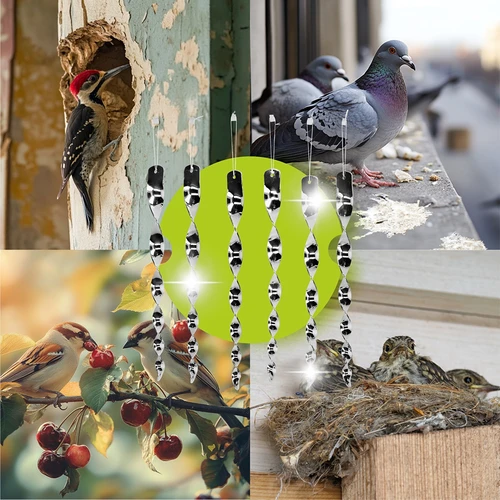 Paukščių atbaidytuvas – sidabro spalvos atspindinčios spiralės, 6 vnt. - 6