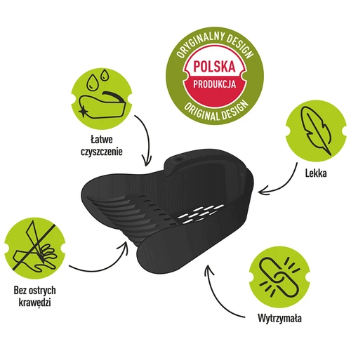 Plastikinis smulkių vaisių rinktuvas, juodas - 8