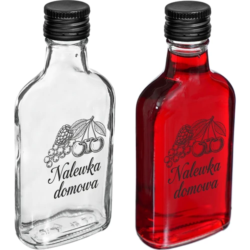 Plokščias butelis 200 ml su užsukamu dangteliu, užrašas „Naminė užpiltinė”, 1 vnt. - 2
