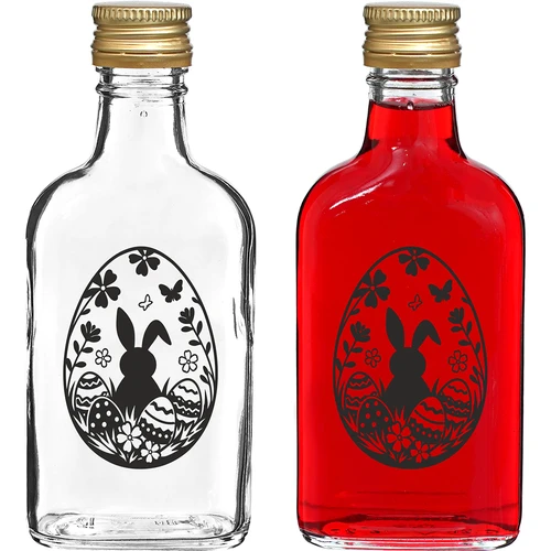 Butelis „piersiówka“ 200 ml su užsukamu kamšteliu, spauda „Velykinis margutis“, 1 vnt.