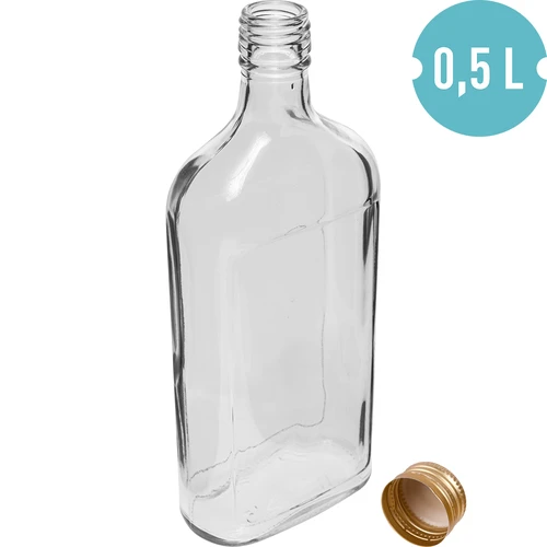 Plokščias 500 ml butelis (gertuvė) su užsukamu dangteliu ir spauda „Vaisiai“, 2 variantas - 2
