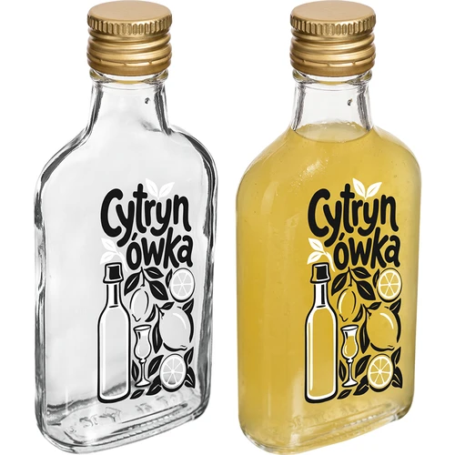 Plokščias kišeninis butelis 200 ml su užsukamu kamšteliu ir spauda „Cytrynówka”, 1 dizainas - 3