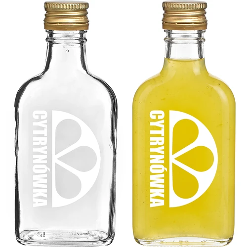 Plokščias kišeninis butelis 200 ml su užsukamu kamšteliu ir spauda „Cytrynówka“, 2 variantas - 2