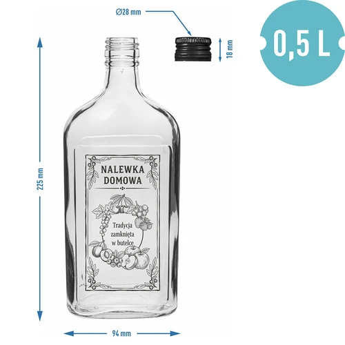 Kišeninė gertuvė–butelis 500 ml su užsukamu kamšteliu, spauda „Naminė užpiltinė”, 1 vnt. - 4