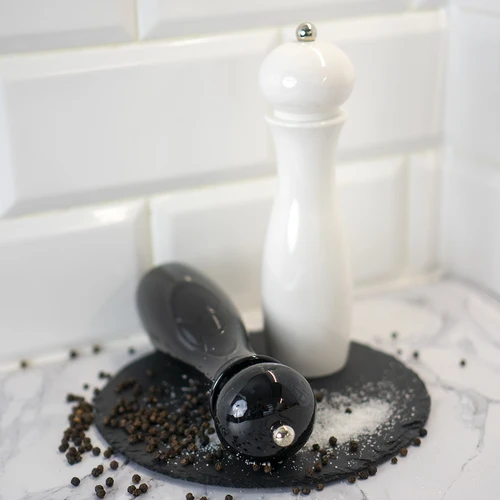 Rankinis pipirų ir druskos malūnėlis, 21 cm, baltas - 4