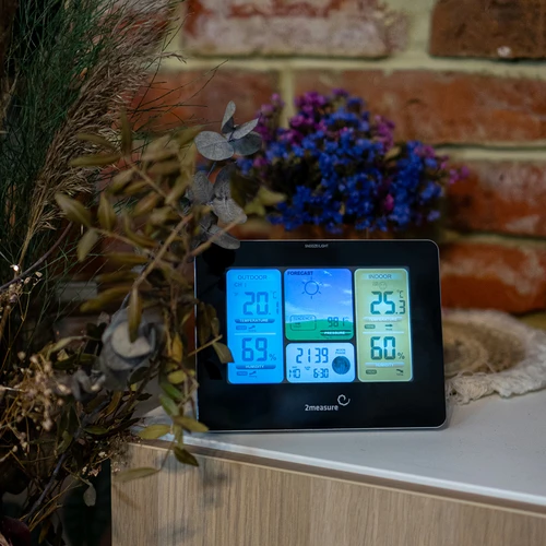 RCC meteorologinė stotelė – elektroninė, su apšvietimu, belaidė, su jutikliu, juoda - 12