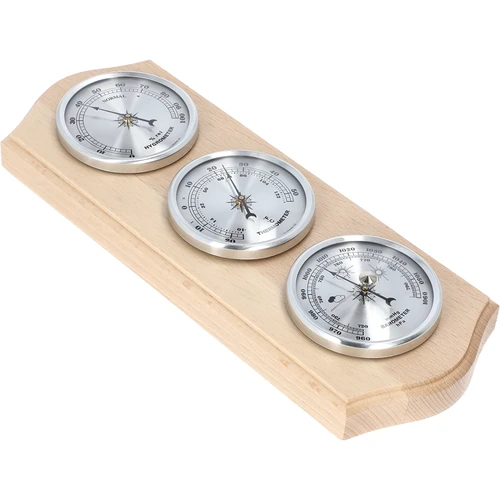 Retro orų stotelė - iš natūralios medienos, su sidabriniais ciferblatais - 2