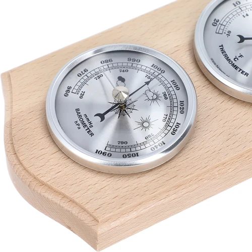 Retro orų stotelė - iš natūralios medienos, su sidabriniais ciferblatais - 3