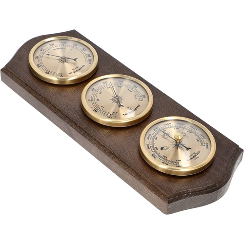 Retro orų stotis - wengė spalvos su auksiniais ciferblatais - 2