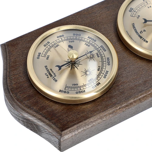 Retro orų stotis - wengė spalvos su auksiniais ciferblatais - 3