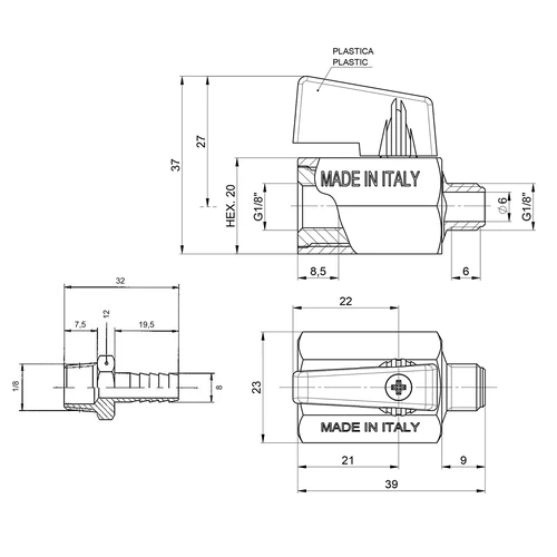 Rinkinys: rutulinis vožtuvas + antgalis - 4
